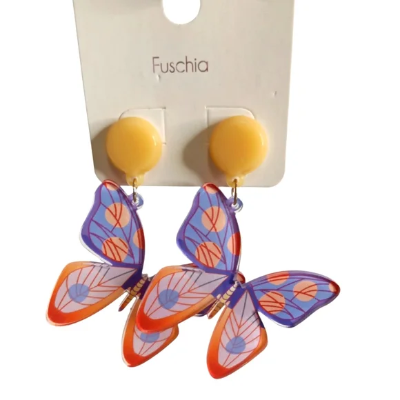 Vibrant Butterfly Statement Earrings - Picture 2 of 4